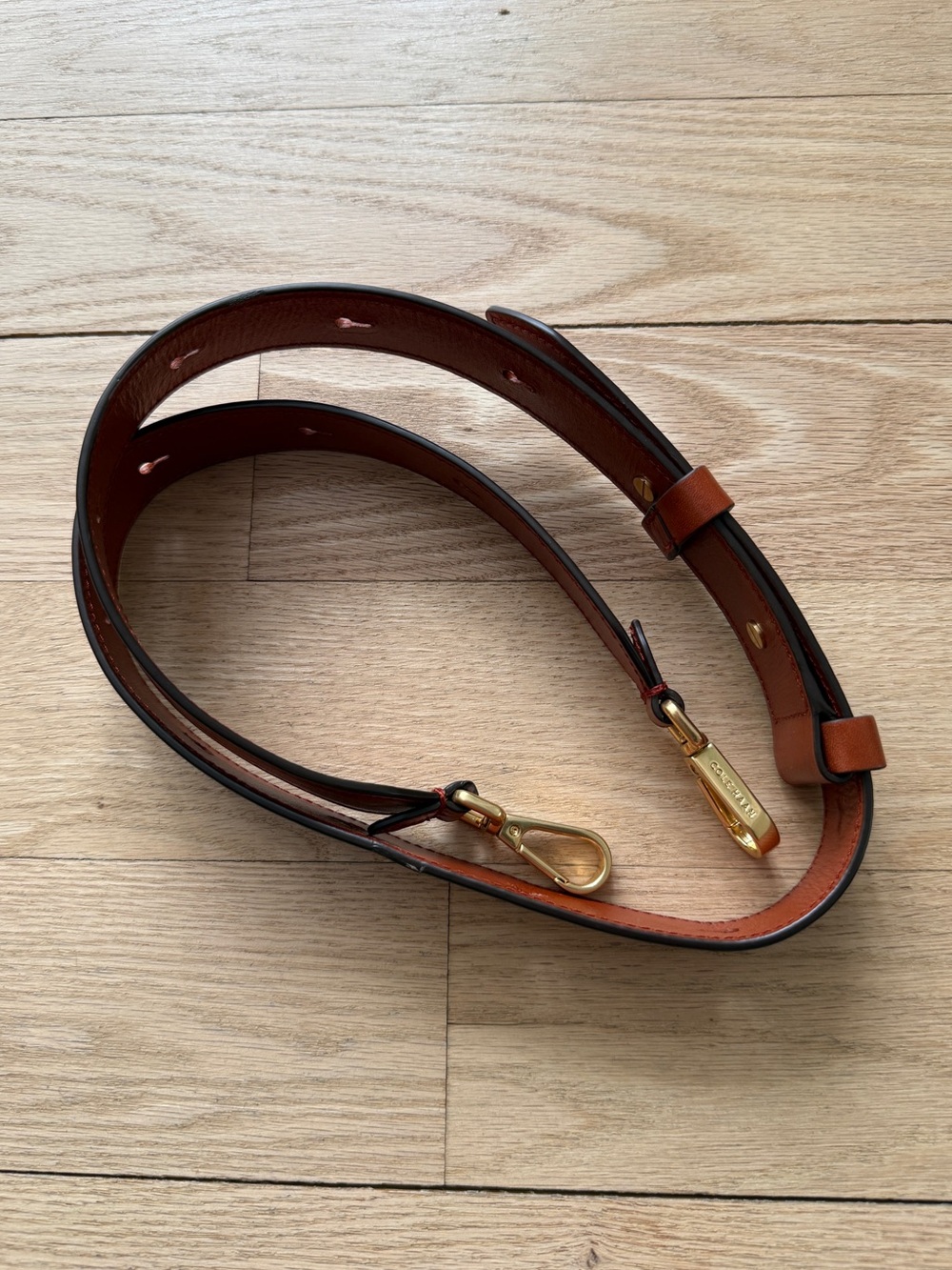 Cole Haan Replacement Leather Bag Strap with Gold Hardware in Cognac Color